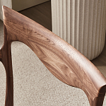 Стул деревянный с мягким сиденьем из коричневой натуральной кожи Moon Walnut Furniture варинант исполнения - 6 | Loft Concept в Барнауле