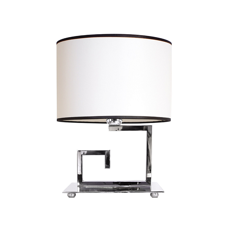 Настольная лампа с белым цилиндрическим абажуром с темной окантовкой Natural Concepts Черный Бежевый Хром в Барнауле | Loft Concept 