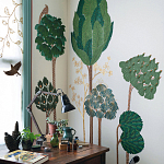 Обои ручная роспись Mughal Trees Original colourway on linen варинант исполнения - 1 | Loft Concept в Барнауле