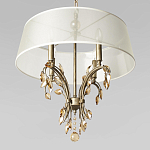 Люстра подвесная круглая с тканевым полупрозрачным абажуром и подвесками 4 лампы Gilded Elegance варинант исполнения - 4 | Loft Concept в Барнауле