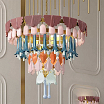 Люстра круглая с декором из разноцветных элементов в виде листьев Changing Seasons варинант исполнения - 11 | Loft Concept в Барнауле