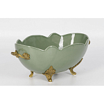 Чаша зеленого цвета из фарфора с волнообразным краем Eden Garden porcelain and bronze варинант исполнения - 1 | Loft Concept в Барнауле