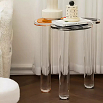 Дизайнерский журнальный стол с фигурной столешницей на 3-х прозрачных ножках Rahakif варинант исполнения - 2 | Loft Concept в Барнауле