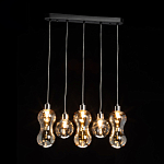 Люстра с 3-мя плафонами волнообразной формы цвета янтарь и 2-мя прозрачными шарообразными плафонами Lucid Rain  варинант исполнения - 3 | Loft Concept в Барнауле