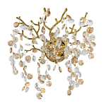 Бра золотого цвета с ветвями и прозрачными хрустальнымих подвесками Droplet Chandelier варинант исполнения - 1 | Loft Concept в Барнауле