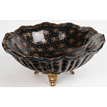 Блюдо черного цвета из фрафора на бронзовых ножках Eden Garden porcelain and bronze варинант исполнения - 2 | Loft Concept в Барнауле