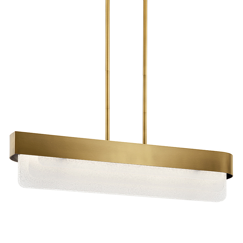 Люстра подвесная прямоугольная цвета латунь Kichler Латунь Прозрачное Стекло Белый в Барнауле | Loft Concept 