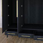 Большой Шкаф Primo Черный дуб с 3 дверьми и 3 выдвижными ящиками варинант исполнения - 7 | Loft Concept в Барнауле