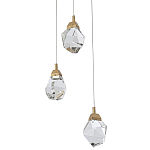 Подвесной светильник с 3-мя хрустальными плафонами Esme Crystal Brass Trio Hanging lamp варинант исполнения - 1 | Loft Concept в Барнауле