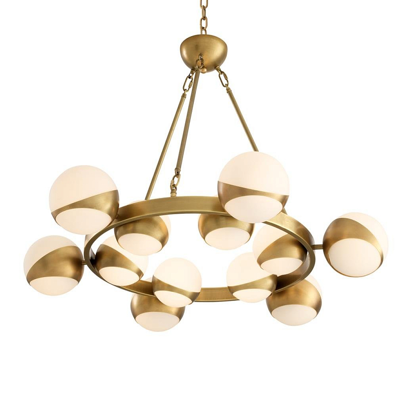 Люстра Chandelier Piazetta Латунь Античная полированная Белый Люстра Chandelier Piazetta Латунь Античная полированная Белый в Барнауле | Loft Concept