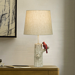 Настольная лампа с тканевым абажуром и основанием в виде птицы на дереве Simurq варинант исполнения - 2 | Loft Concept в Барнауле