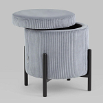 Серо-голубой пуф на черных ножках SANJAY варинант исполнения - 2 | Loft Concept в Барнауле