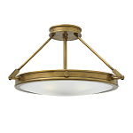 Потолочный светильник цвета латунь с плоским круглым плафоном Hinkley варинант исполнения - 1 | Loft Concept в Барнауле