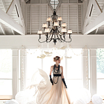 Люстра бронзового цвета с бежевыми абажурами из органзы в классическом стиле Hinkley варинант исполнения - 3 | Loft Concept в Барнауле