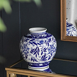 Ваза округлой формы с бело-синим цветочным орнаментом Blue & White Ornament  варинант исполнения - 5 | Loft Concept в Барнауле