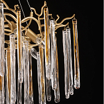 Люстра подвесная золотого цвета с разветвленными ветвями и прозрачными стеклянными подвесками Droplet Chandelier варинант исполнения - 6 | Loft Concept в Барнауле