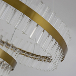 Люстра подвесная двухъярусная с золотистымыми кольцами и прозрачными стеклянными элементами Ring Horizontal варинант исполнения - 4 | Loft Concept в Барнауле