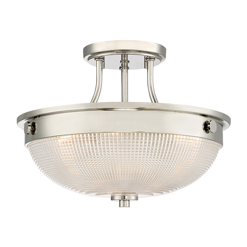 Потолочный светильник со стеклянным плафоном в виде купола Quoizel Серебряный Бронза Прозрачное Стекло Латунь в Барнауле | Loft Concept 