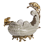 Чаша для фруктов из фарфора бронзовыми фигурками леопардов Eden Garden варинант исполнения - 1 | Loft Concept в Барнауле