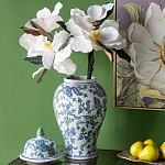 Ваза с крышкой и зелено-голубым рисунком на белом фоне 51 см Blue & White Ornament варинант исполнения - 4 | Loft Concept в Барнауле