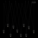 Подвесной светильник черными плафонами на длинных пересекающихся тросах Construction варинант исполнения - 8 | Loft Concept в Барнауле