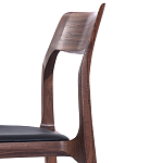 Стул деревянный с мягким сиденьем из черной натуральной кожи Moon Walnut Furniture варинант исполнения - 8 | Loft Concept в Барнауле