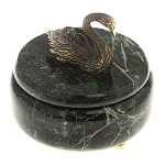 Шкатулка из натурального камня змеевик с фигуркой лебедя Stone Casket варинант исполнения - 2 | Loft Concept в Барнауле