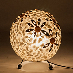 Настольная лампа из перламутра на металлическом каркасе Indonesian Ball варинант исполнения - 4 | Loft Concept в Барнауле