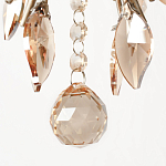 Люстра подвесная круглая с тканевым полупрозрачным абажуром и подвесками 4 лампы Gilded Elegance варинант исполнения - 6 | Loft Concept в Барнауле