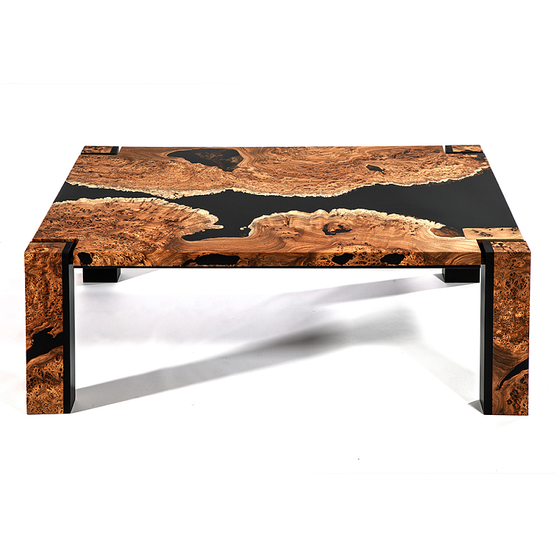 Кофейный Стол River in Autumn Elm Resin Coffee Table Охра Черный в Барнауле | Loft Concept 