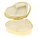 Таблетница карманная в форме сердца с 3-мя отделениями с зеркалом и накладкой из натурального камня Яшма Змеиная Gold Stone Pillboxes варинант исполнения - 3 | Loft Concept в Барнауле