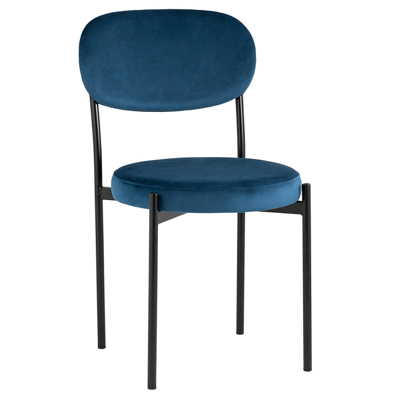 Стул с круглым сиденьем на металлическом основании ALFIE CHAIR Blue Синий Черный Стул с круглым сиденьем на металлическом основании ALFIE CHAIR Blue Синий Черный в Барнауле | Loft Concept