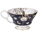 Чайный набор из фарфора темно-синий с рисунком цветов на 6 персон 12 предметов 280 мл Garden Whisper Porcelain Set  варинант исполнения - 3 | Loft Concept в Барнауле