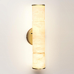 Бра с цилиндрическим плафоном из белого алебастра на круглом основании Латунь Cryptocrystalline Stone варинант исполнения - 1 | Loft Concept в Барнауле