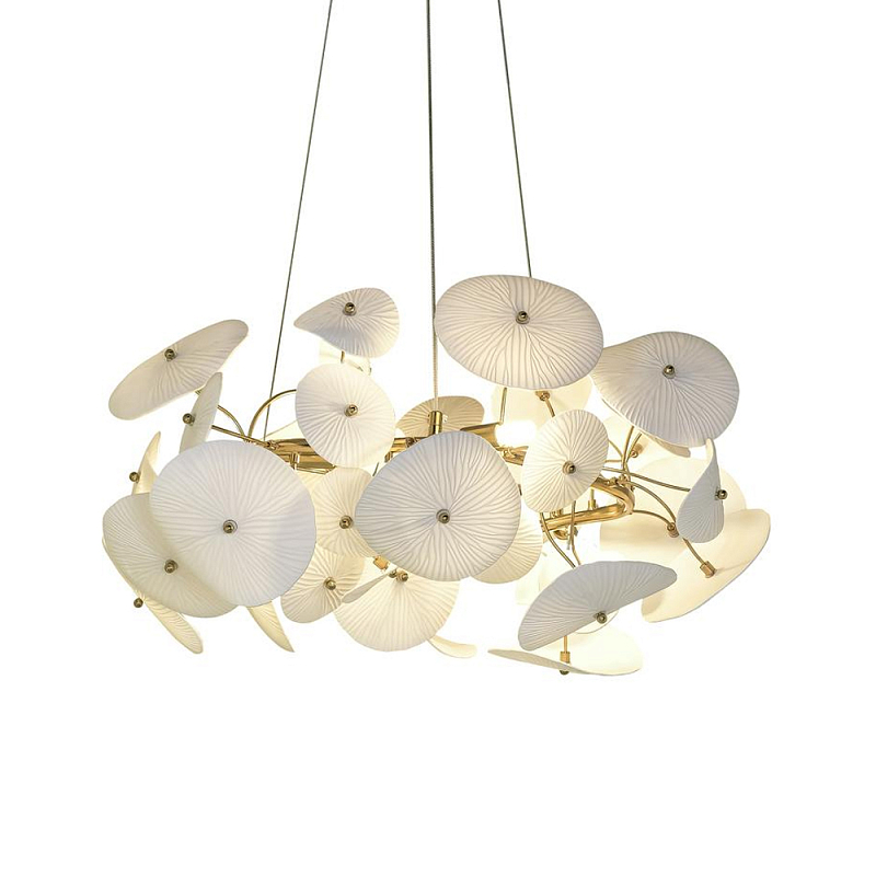 Люстра с белыми керамическими плафонами Chandelier Ceramic Shades Золотой Белый Люстра с белыми керамическими плафонами Chandelier Ceramic Shades Золотой Белый в Барнауле | Loft Concept