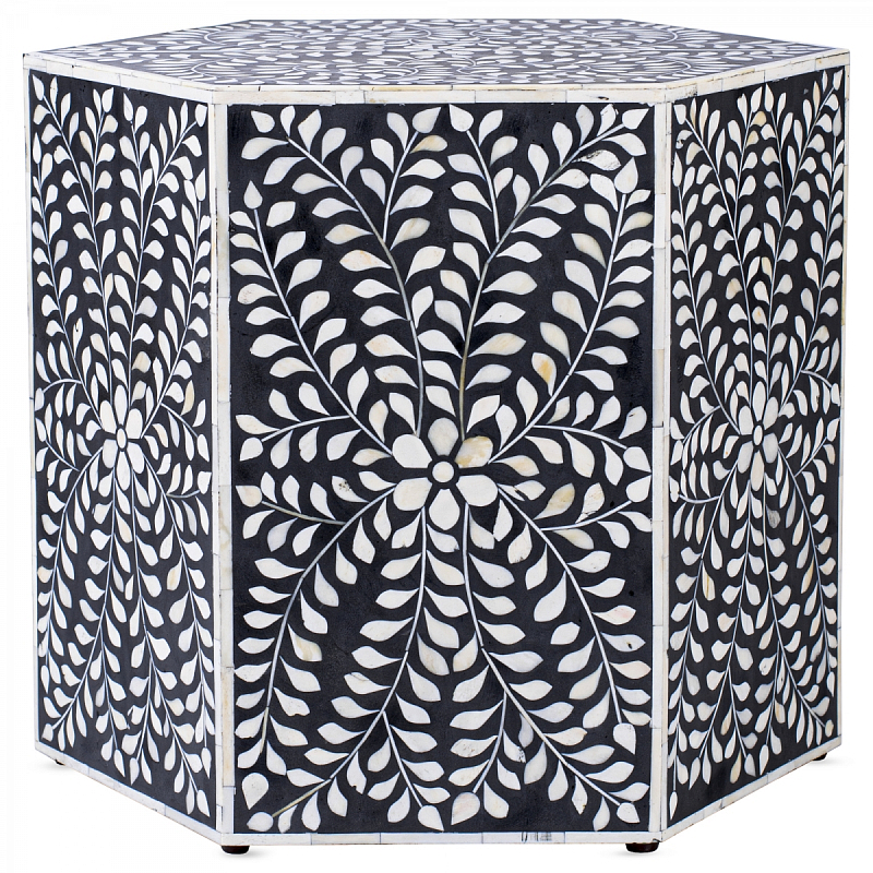 Табурет Inlaid Bone Hexagon Черный Белый в Барнауле | Loft Concept 