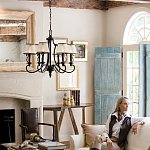 Люстра бронзового цвета с бежевыми абажурами из органзы в классическом стиле Hinkley варинант исполнения - 9 | Loft Concept в Барнауле