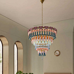 Люстра круглая с декором из разноцветных элементов в виде листьев Changing Seasons варинант исполнения - 6 | Loft Concept в Барнауле