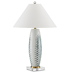 Настольная лампа овальная с тропическим принтом Stylized Aalm Leaves Motif варинант исполнения - 5 | Loft Concept в Барнауле