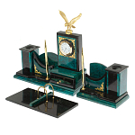 Настольный письменный набор из змеевика тёмно-зелёного цвета с декором в виде орла Successful Leader варинант исполнения - 2 | Loft Concept в Барнауле