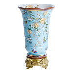 Ваза из голубого фарфора с бронзовыми элементами Blue Garden варинант исполнения - 1 | Loft Concept в Барнауле