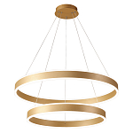 Люстра подвесная светодиодная с двумя золотистыми кольцами Диаметр 80 см Ring Horizontal варинант исполнения - 1 | Loft Concept в Барнауле