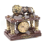 Часы настольные из креноида и бронзы с декором в виде льва Lion Stone Clock варинант исполнения - 2 | Loft Concept в Барнауле