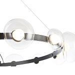 Люстра подвесная круглая с 12-ю прозрачными куполообразными плафонами и черным металлическим основанием Flos Wireline Lighting варинант исполнения - 5 | Loft Concept в Барнауле