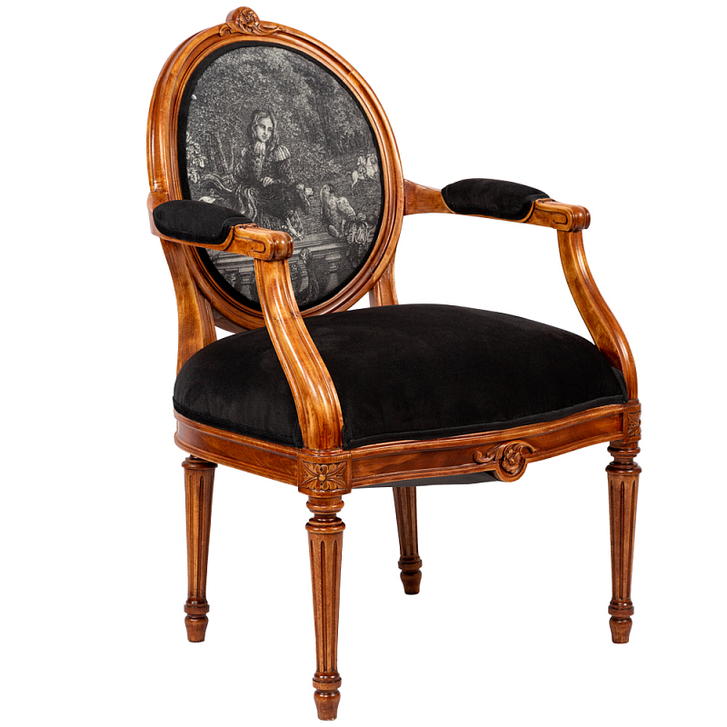 Кресло Marimon Armchair Left Черно-белый Коричневый в Барнауле | Loft Concept 