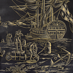 Обои ручная роспись Views of Italy Gold Outline варинант исполнения - 2 | Loft Concept в Барнауле