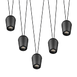 Подвесной светильник черными плафонами на длинных пересекающихся тросах Construction варинант исполнения - 3 | Loft Concept в Барнауле