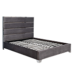 Кровать двуспальная серая с высоким мягким изголовьем Heart of the Bedroom варинант исполнения - 1 | Loft Concept в Барнауле