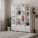Стеллаж прямой ассиметричный с полками и 4-мя дверцами ARYA BOOKCASE WHITE варинант исполнения - 5 | Loft Concept в Барнауле