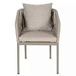 Стул серо-бежевый с декоративным плетением на спинке и подлокотниках Chair Weave варинант исполнения - 1 | Loft Concept в Барнауле